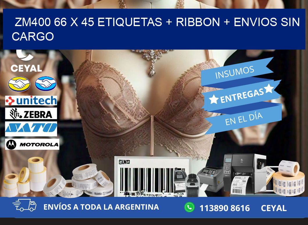 ZM400 66 x 45 etiquetas + ribbon + envios sin cargo
