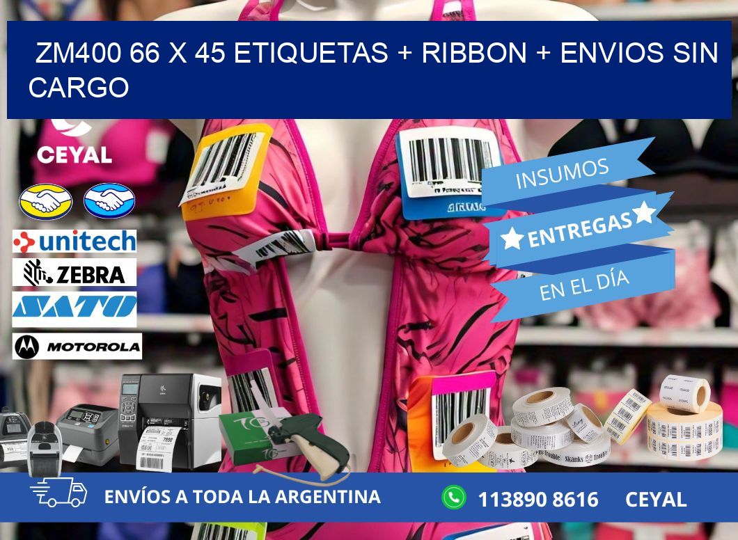 ZM400 66 x 45 etiquetas + ribbon + envios sin cargo
