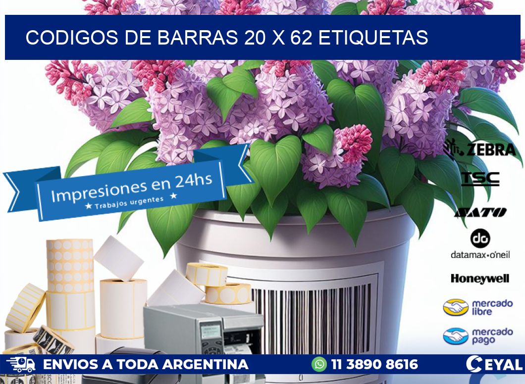 codigos de barras 20 x 62 etiquetas