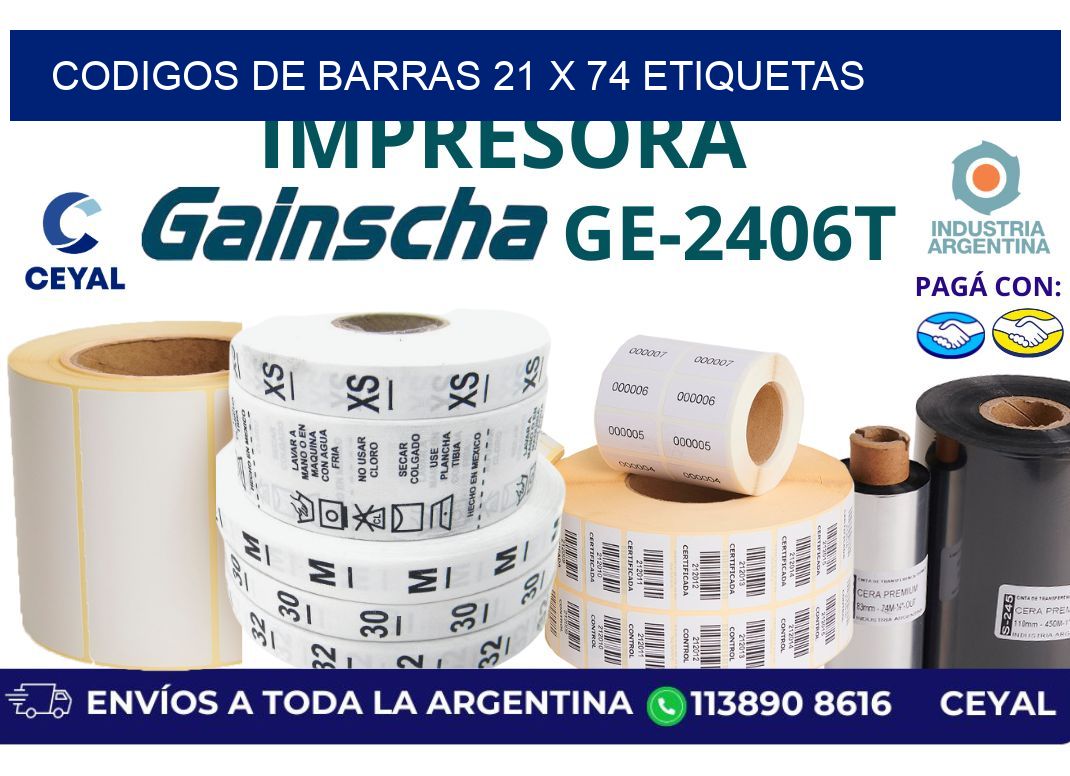 codigos de barras 21 x 74 etiquetas