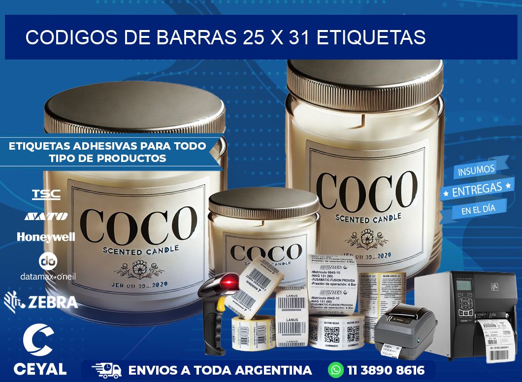 codigos de barras 25 x 31 etiquetas