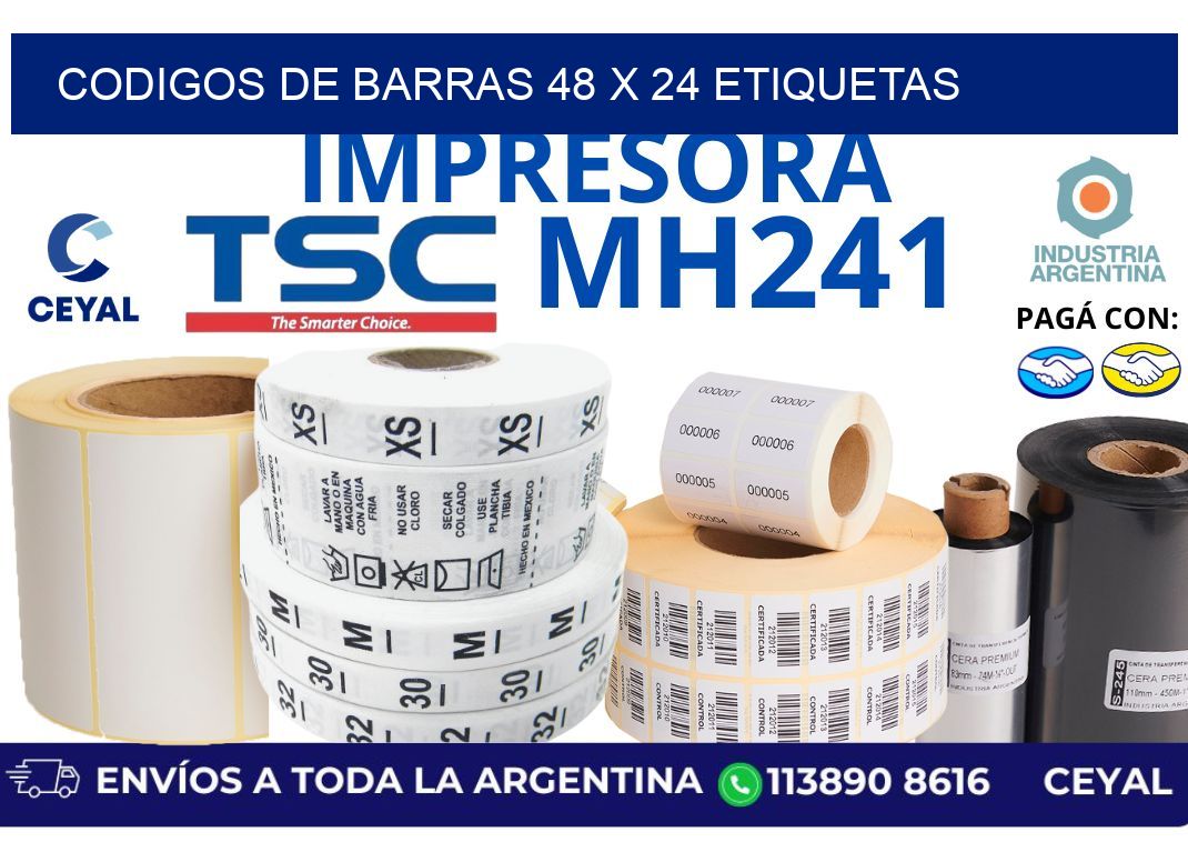 codigos de barras 48 x 24 etiquetas