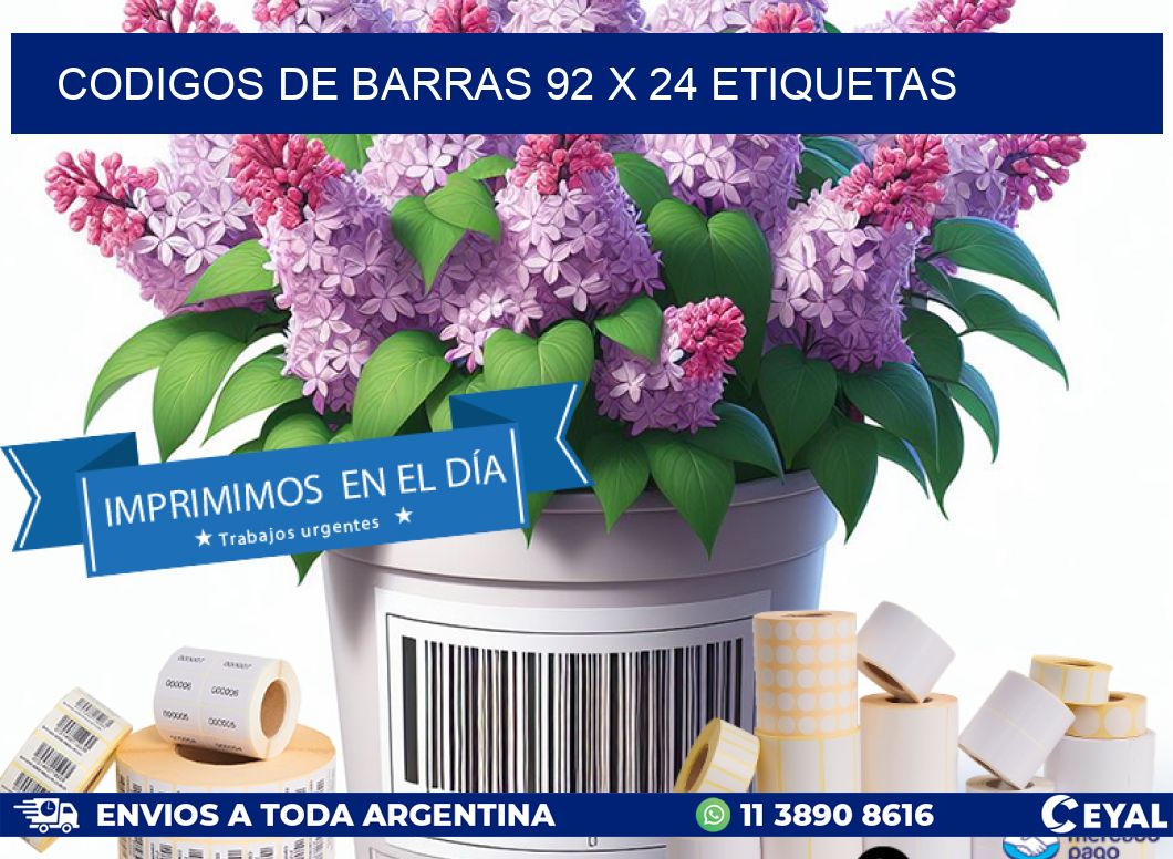 codigos de barras 92 x 24 etiquetas