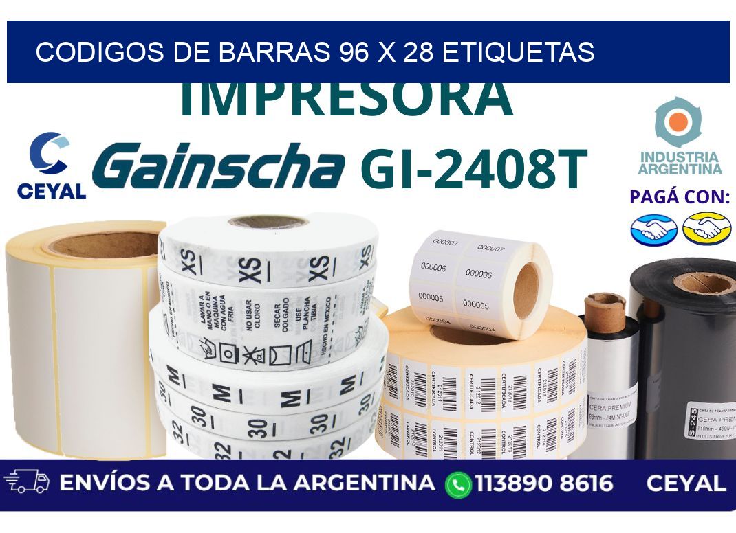 codigos de barras 96 x 28 etiquetas