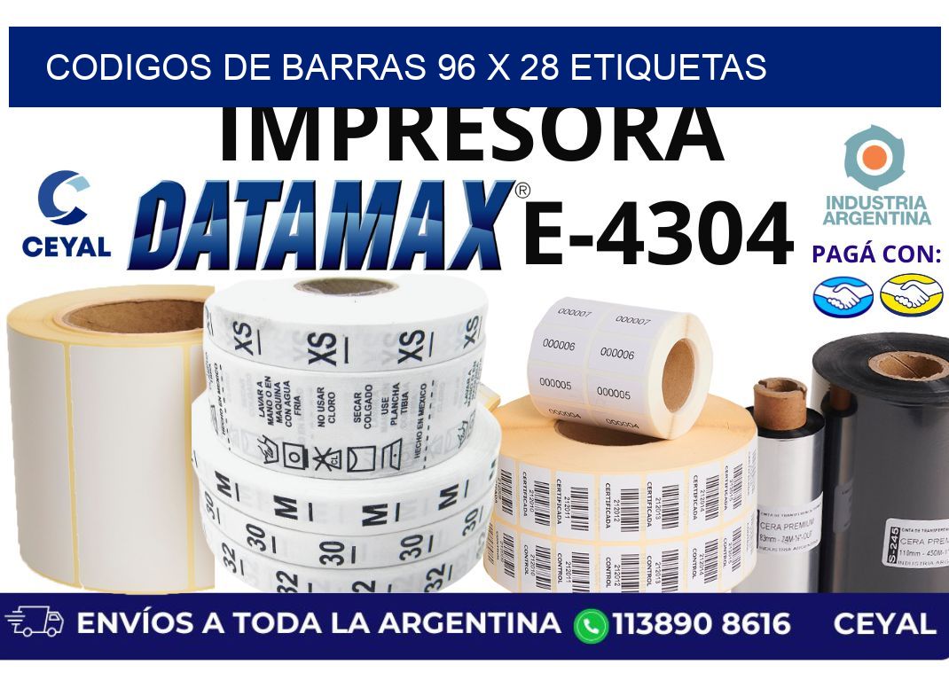 codigos de barras 96 x 28 etiquetas