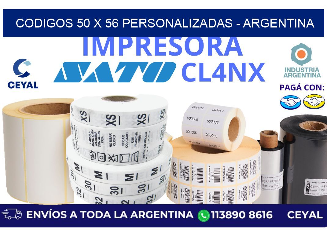 codigos 50 x 56 personalizadas - Argentina