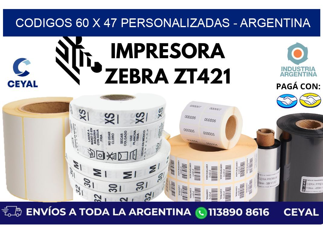 codigos 60 x 47 personalizadas - Argentina