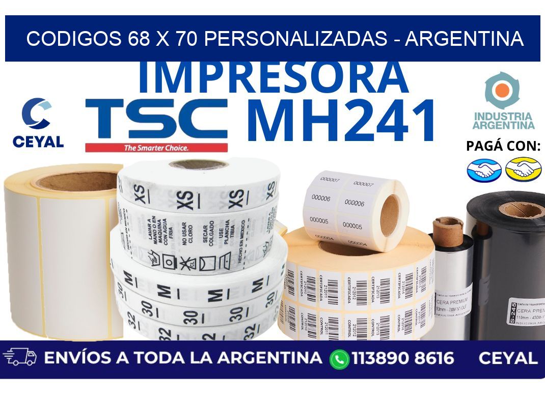 codigos 68 x 70 personalizadas – Argentina