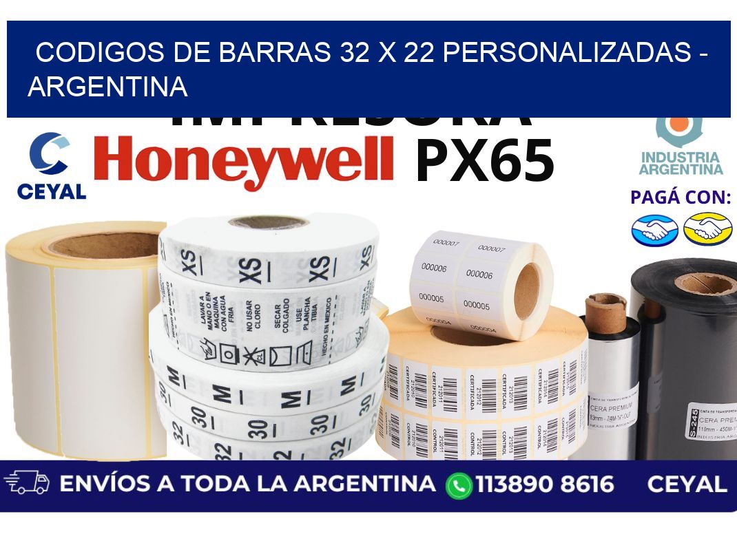 codigos de barras 32 x 22 personalizadas - Argentina