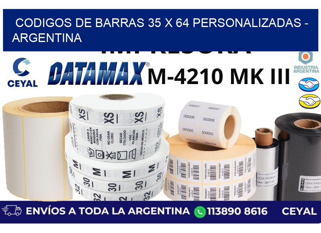 codigos de barras 35 x 64 personalizadas - Argentina