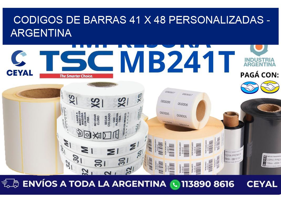 codigos de barras 41 x 48 personalizadas - Argentina