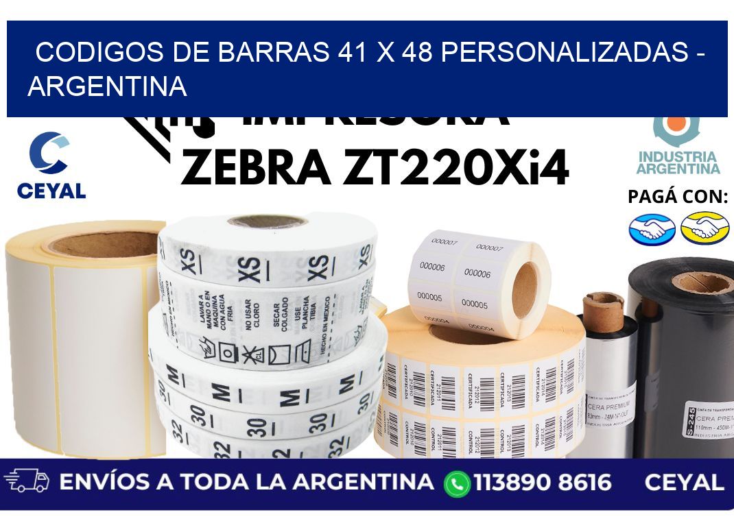 codigos de barras 41 x 48 personalizadas - Argentina