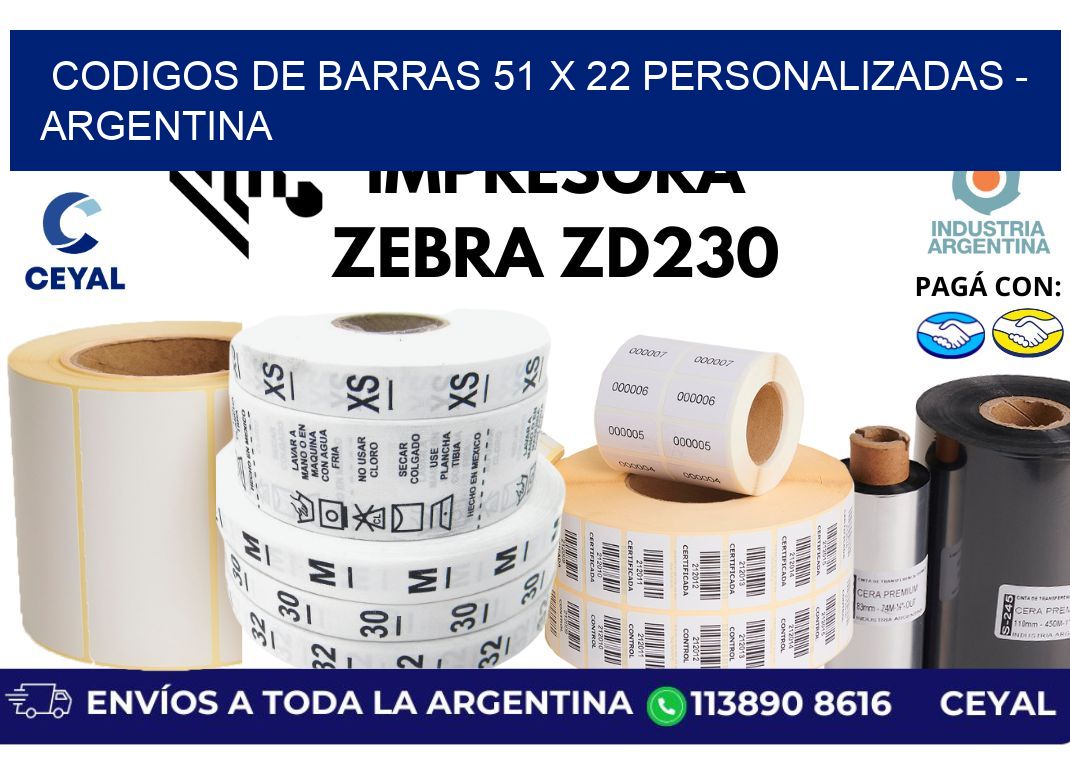 codigos de barras 51 x 22 personalizadas - Argentina
