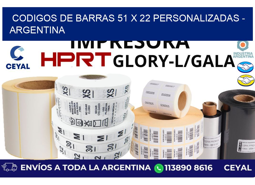 codigos de barras 51 x 22 personalizadas - Argentina