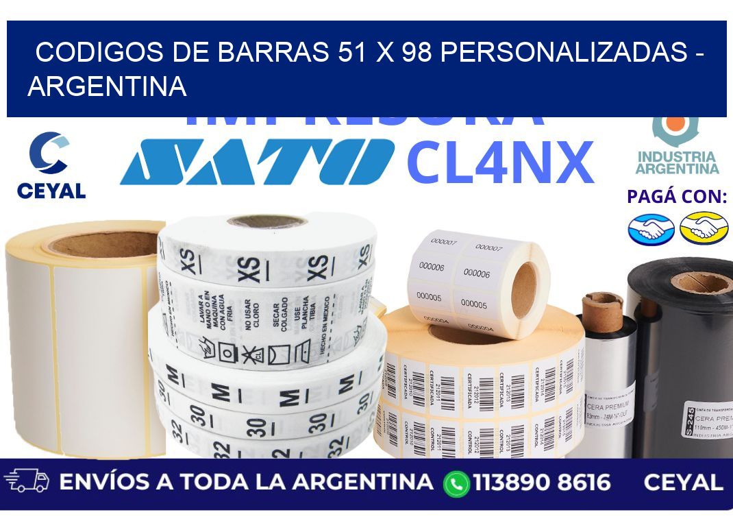 codigos de barras 51 x 98 personalizadas - Argentina