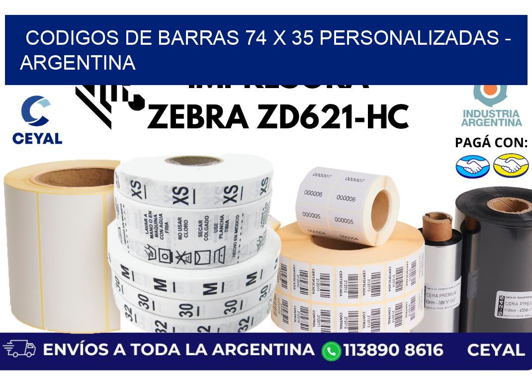 codigos de barras 74 x 35 personalizadas - Argentina