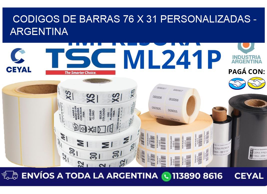 codigos de barras 76 x 31 personalizadas - Argentina