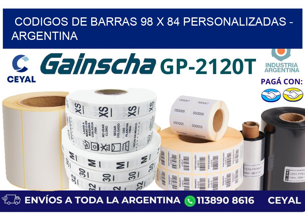 codigos de barras 98 x 84 personalizadas - Argentina