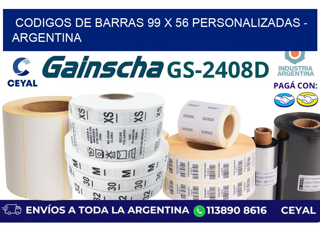 codigos de barras 99 x 56 personalizadas - Argentina