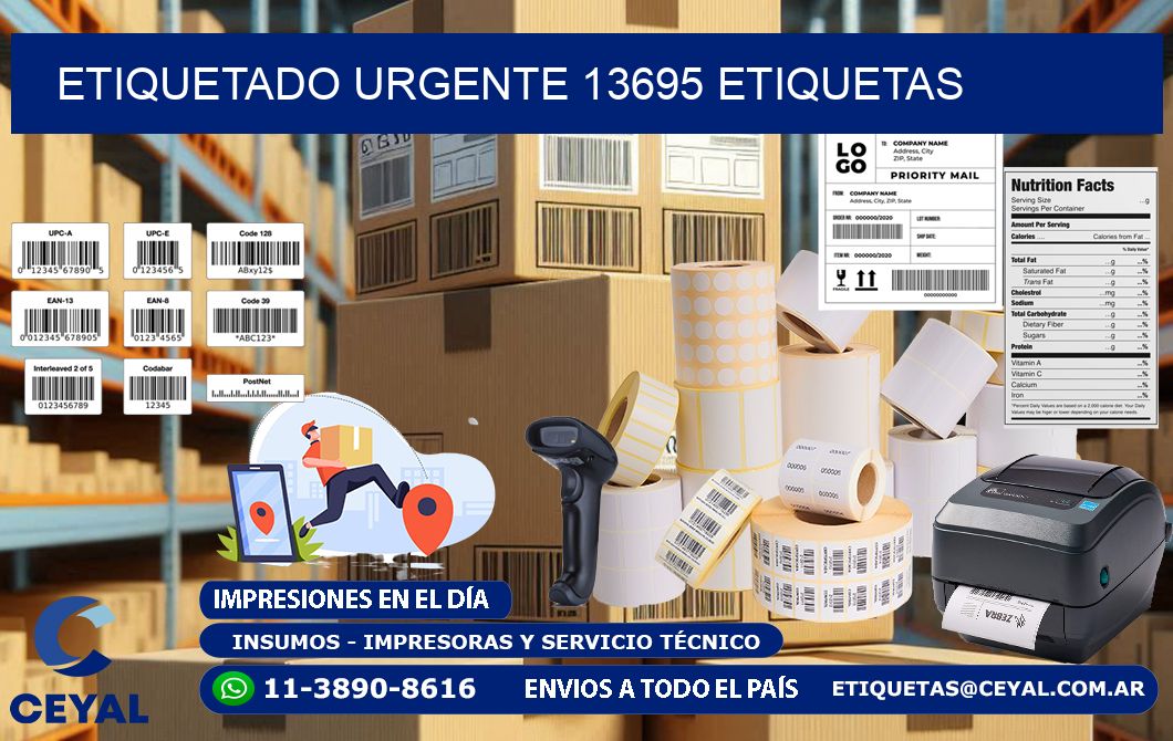 etiquetado urgente 13695 etiquetas
