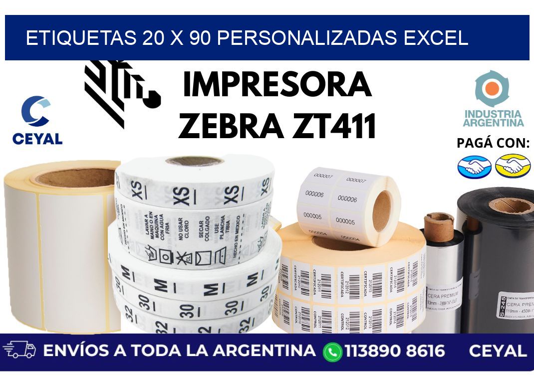 etiquetas 20 x 90 personalizadas excel