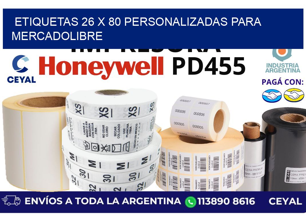 etiquetas 26 x 80 personalizadas para mercadolibre