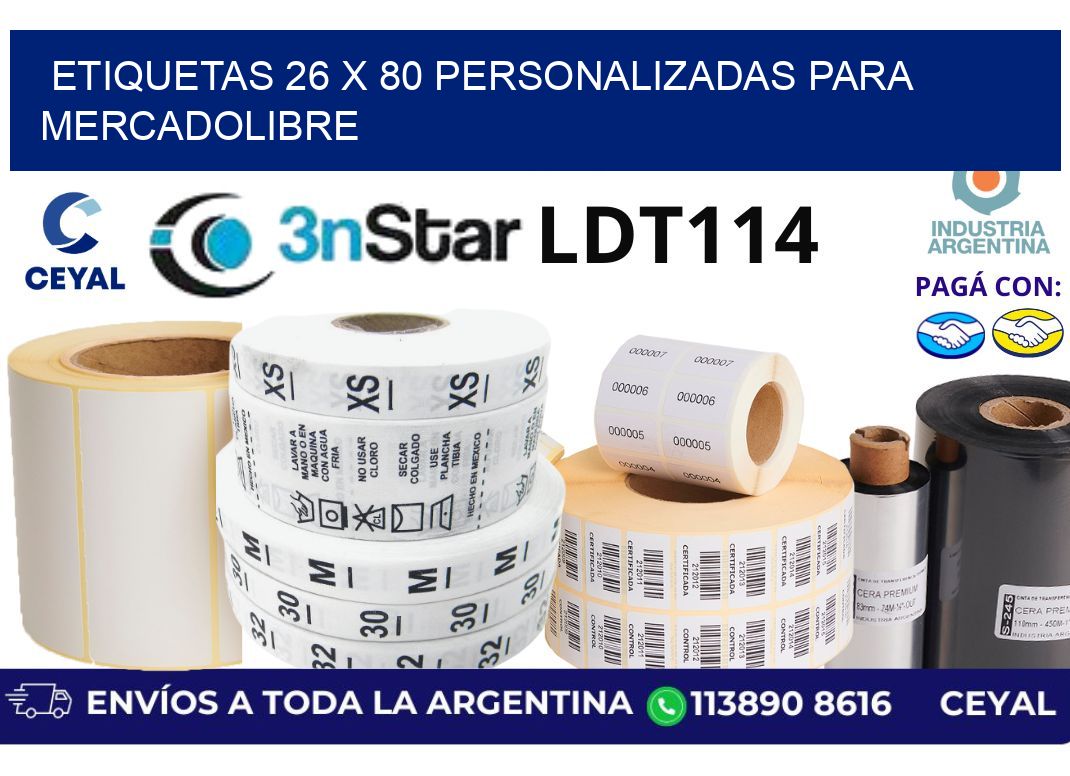 etiquetas 26 x 80 personalizadas para mercadolibre
