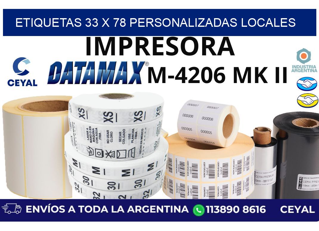 etiquetas 33 x 78 personalizadas locales
