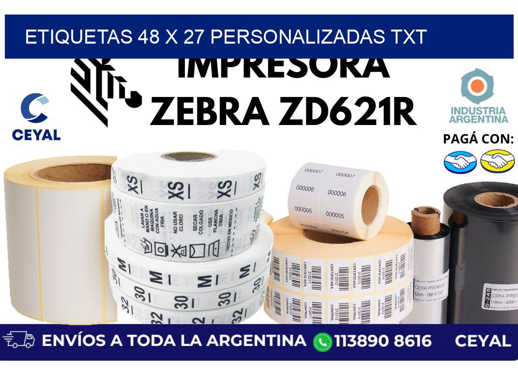 etiquetas 48 x 27 personalizadas txt