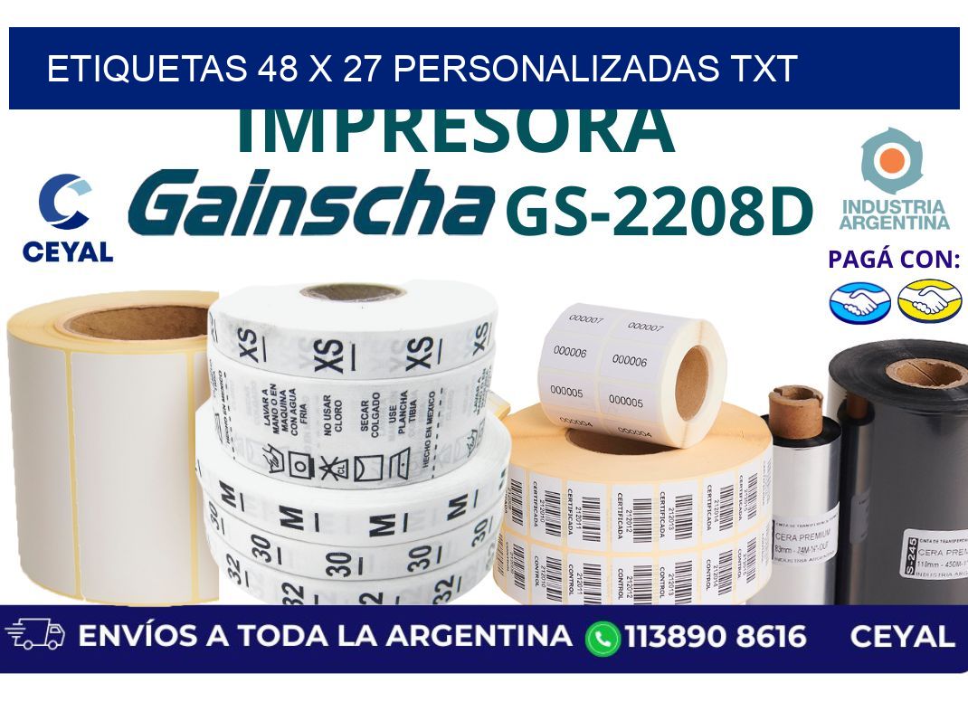 etiquetas 48 x 27 personalizadas txt