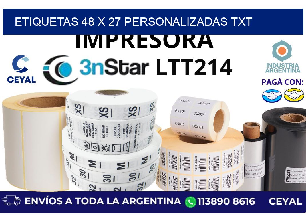 etiquetas 48 x 27 personalizadas txt