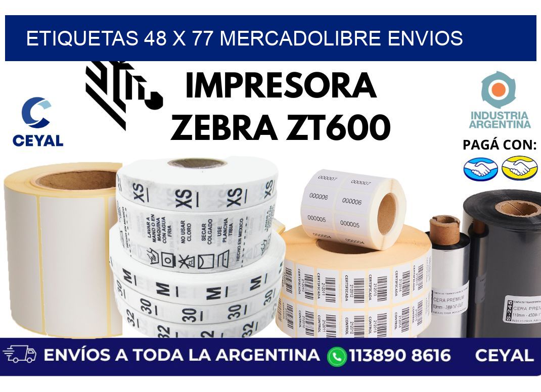 etiquetas 48 x 77 mercadolibre envios