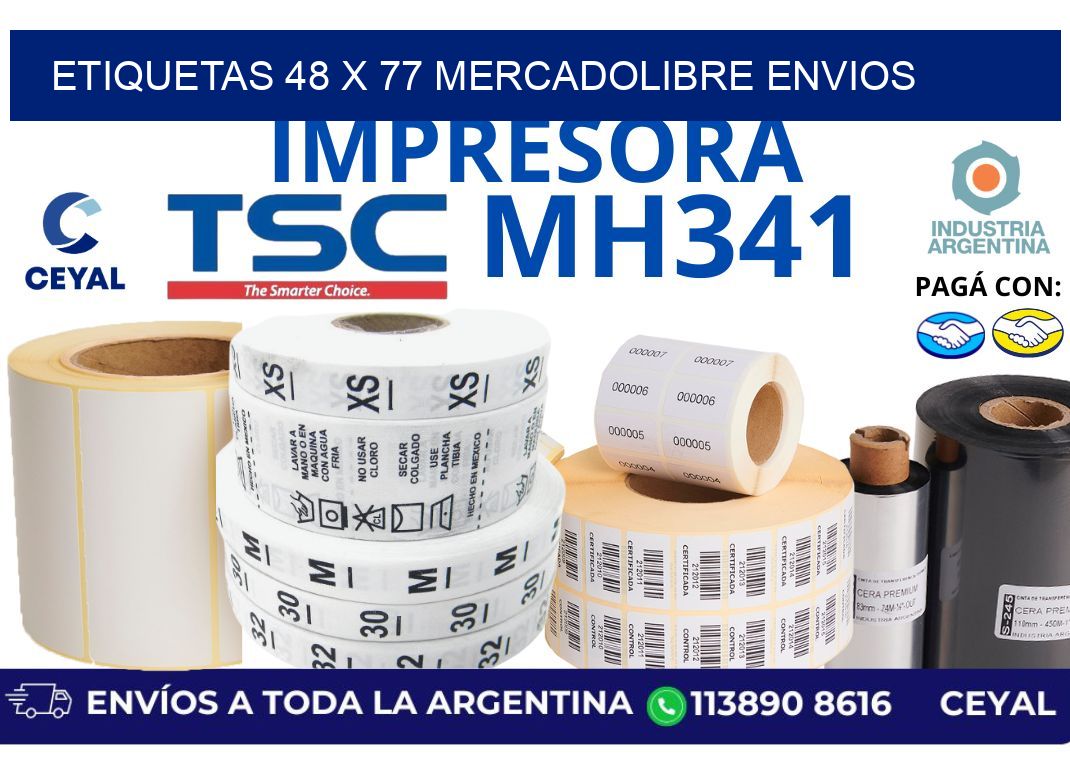 etiquetas 48 x 77 mercadolibre envios
