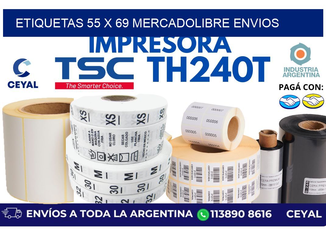 etiquetas 55 x 69 mercadolibre envios