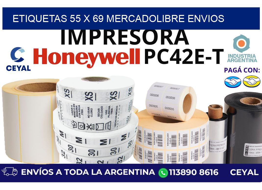 etiquetas 55 x 69 mercadolibre envios