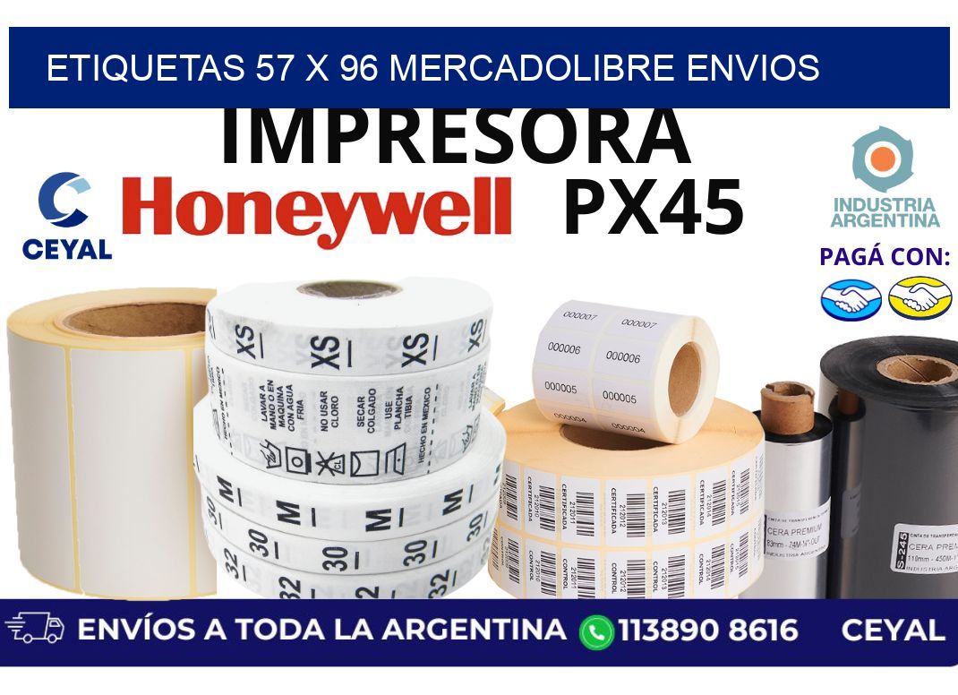 etiquetas 57 x 96 mercadolibre envios