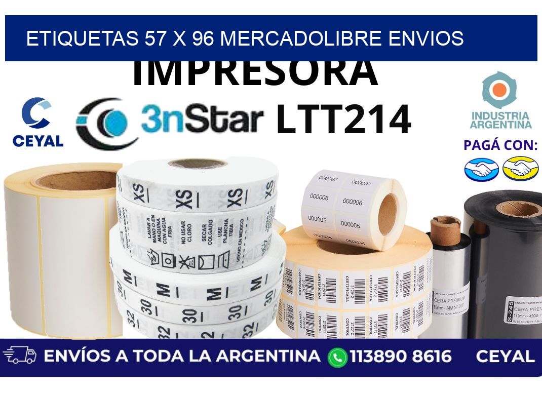 etiquetas 57 x 96 mercadolibre envios