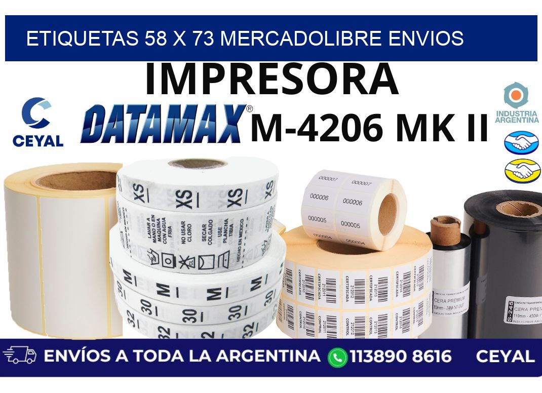 etiquetas 58 x 73 mercadolibre envios