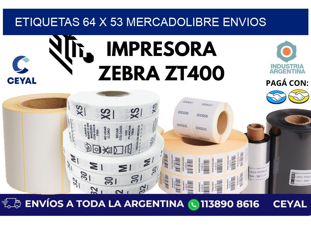 etiquetas 64 x 53 mercadolibre envios