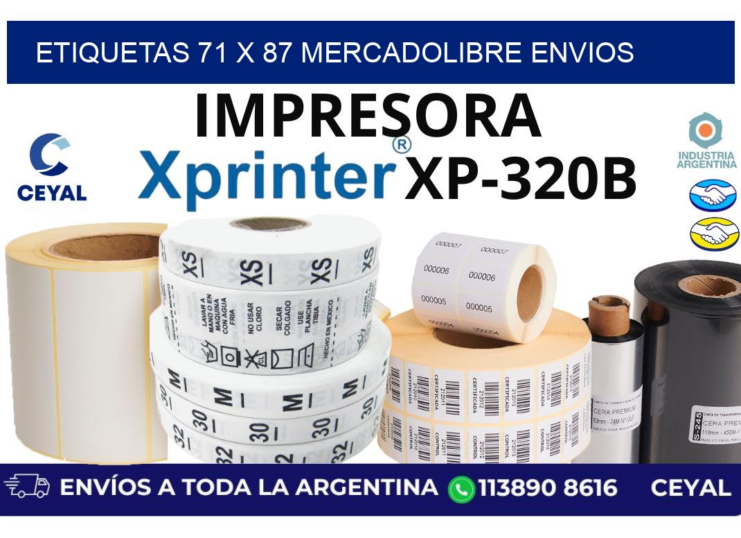 etiquetas 71 x 87 mercadolibre envios
