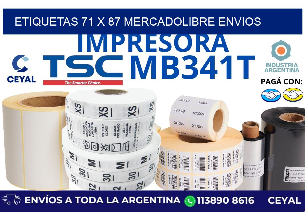 etiquetas 71 x 87 mercadolibre envios