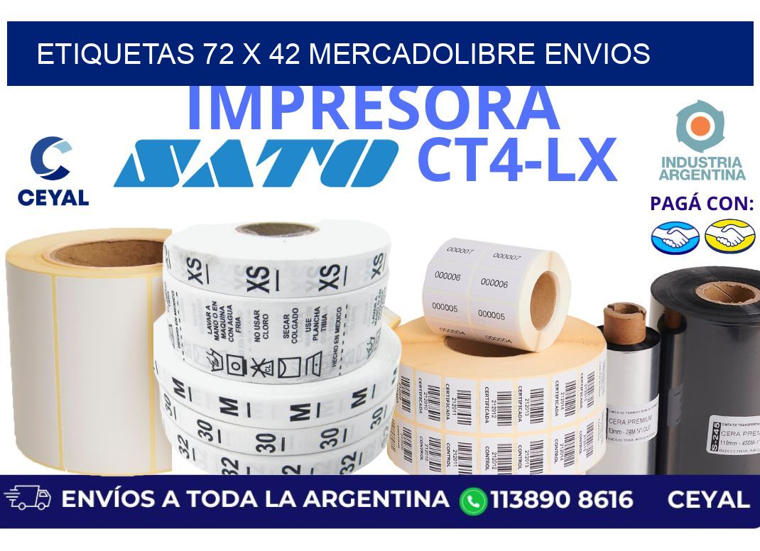 etiquetas 72 x 42 mercadolibre envios