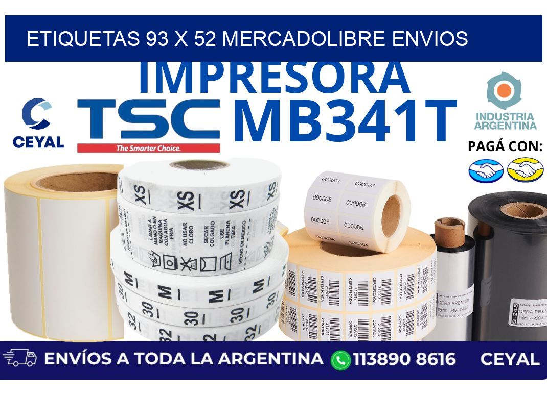 etiquetas 93 x 52 mercadolibre envios