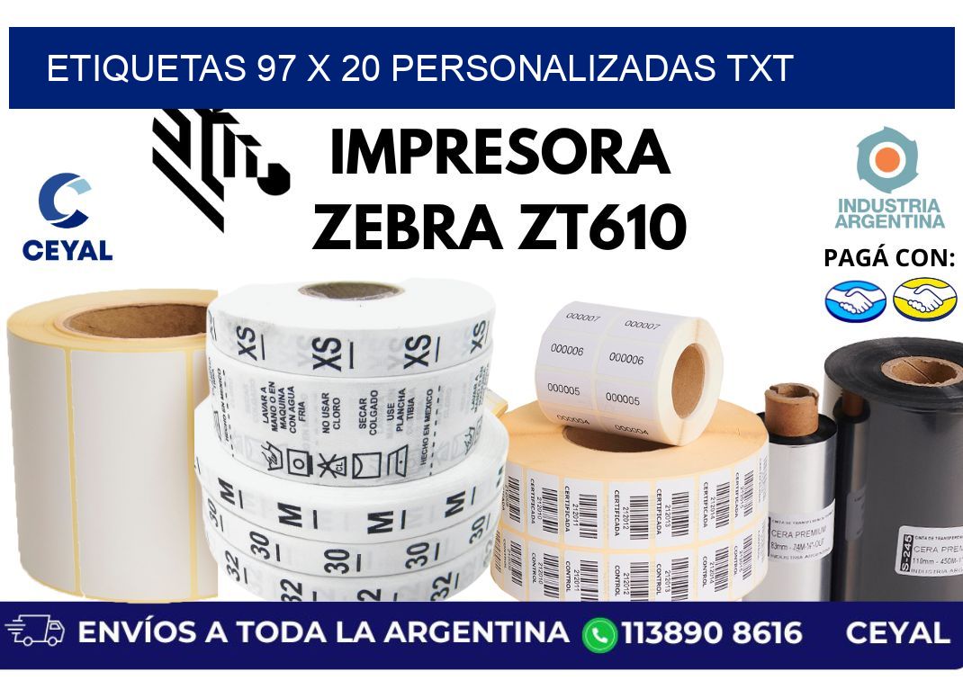 etiquetas 97 x 20 personalizadas txt