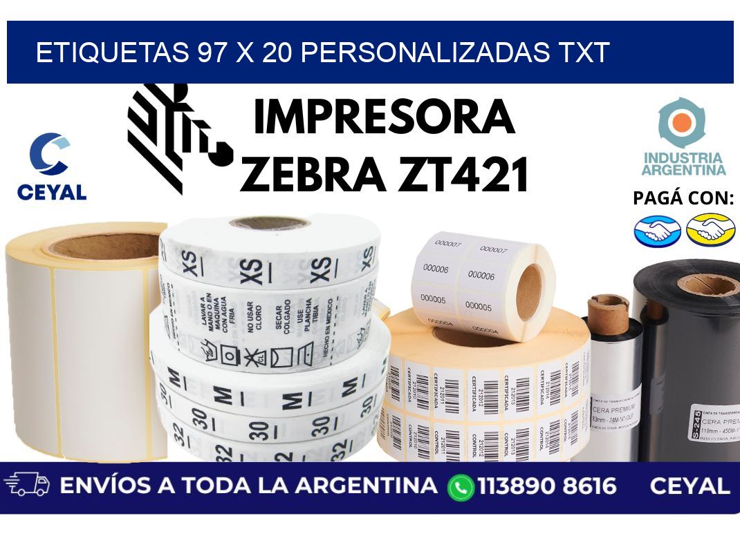 etiquetas 97 x 20 personalizadas txt