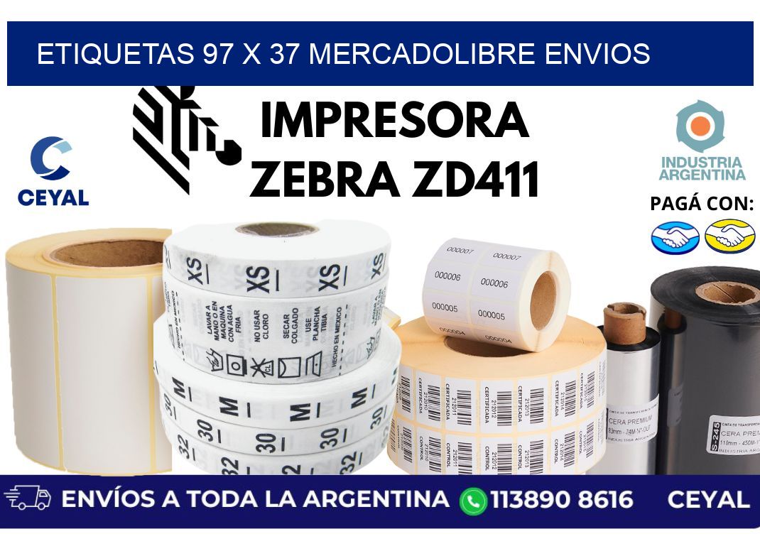 etiquetas 97 x 37 mercadolibre envios