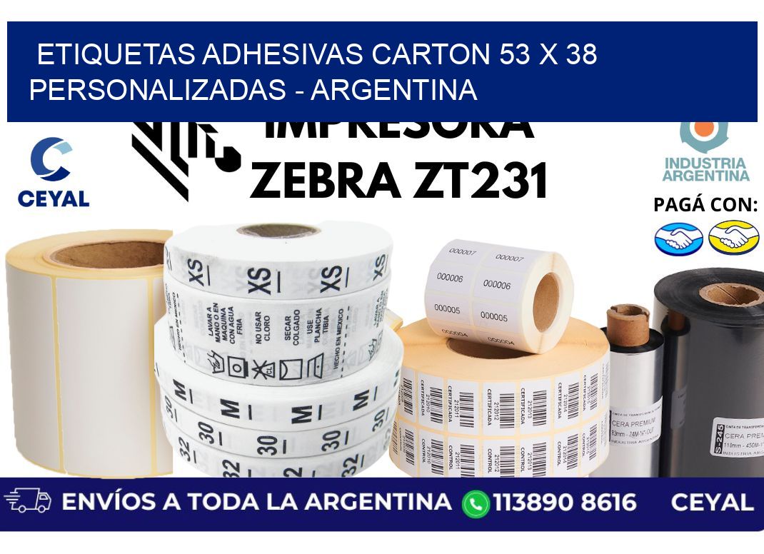 etiquetas adhesivas carton 53 x 38 personalizadas - Argentina
