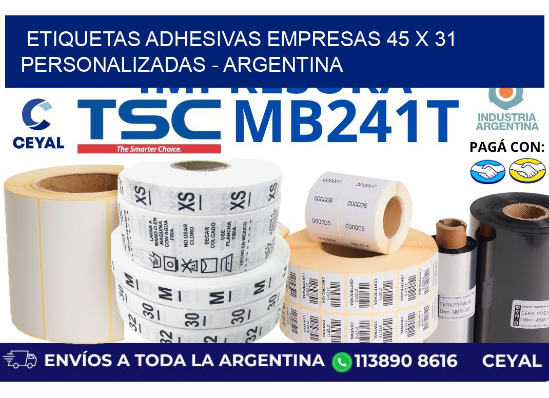 etiquetas adhesivas empresas 45 x 31 personalizadas - Argentina