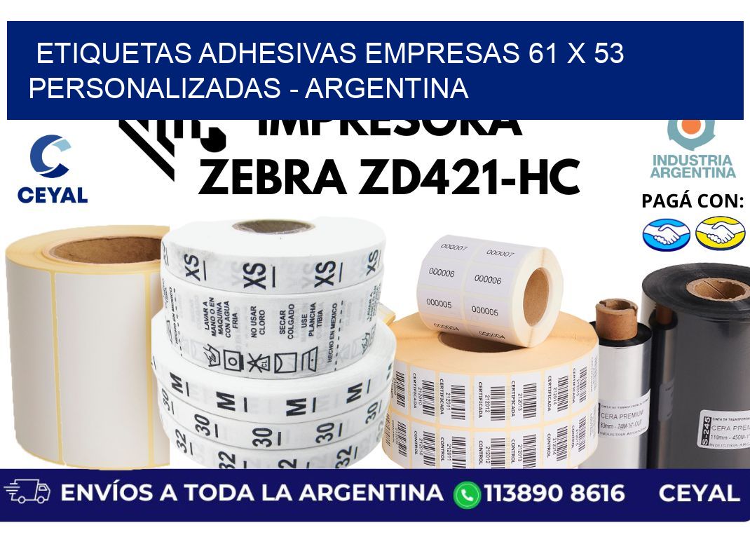 etiquetas adhesivas empresas 61 x 53 personalizadas – Argentina