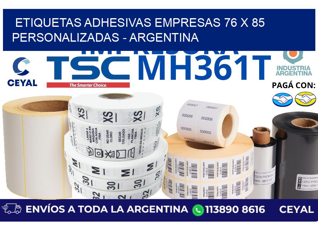 etiquetas adhesivas empresas 76 x 85 personalizadas - Argentina